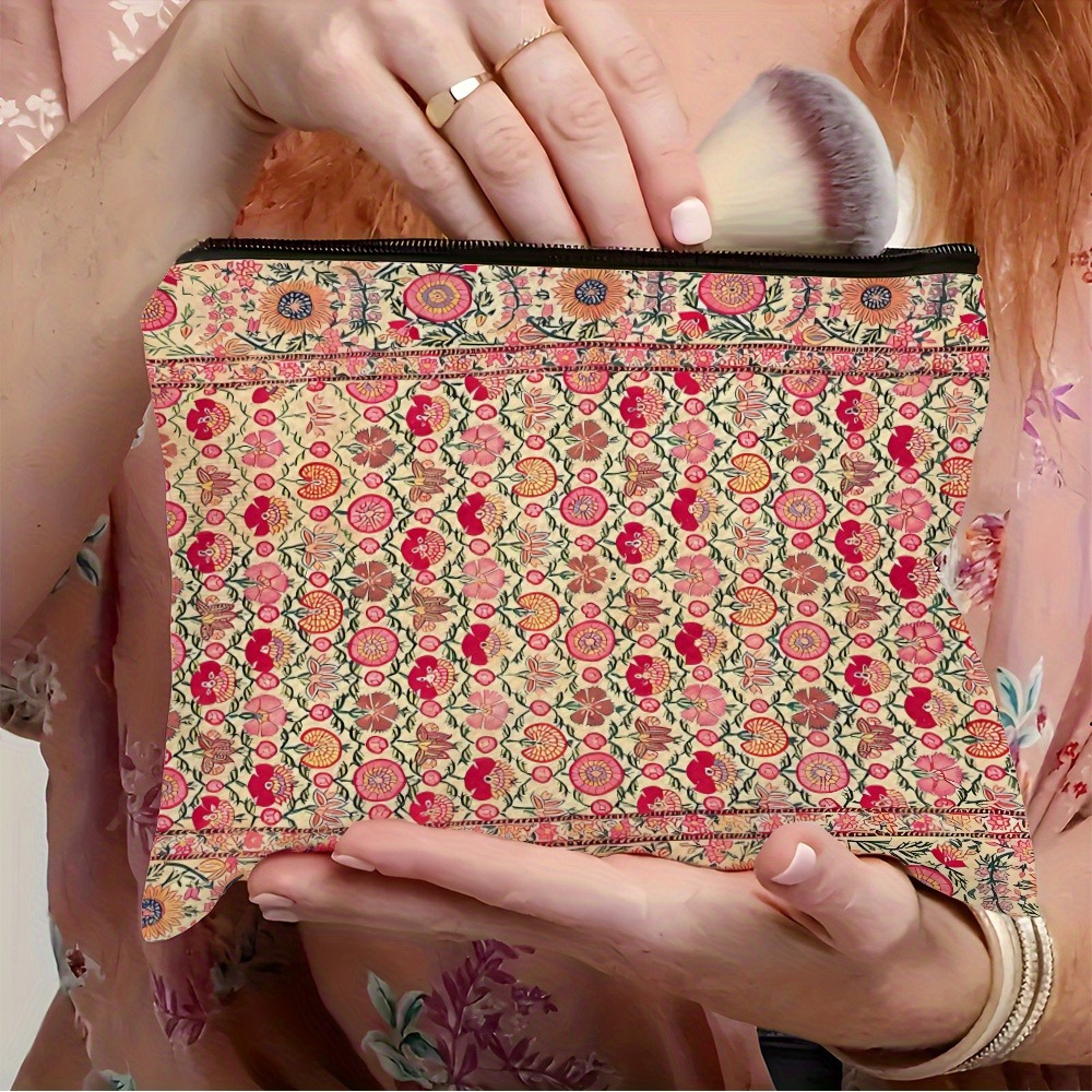Travel Accessories India - Vintage Bohemian Make-up-Tasche, Indische Bestickte Kosmetiktasche,