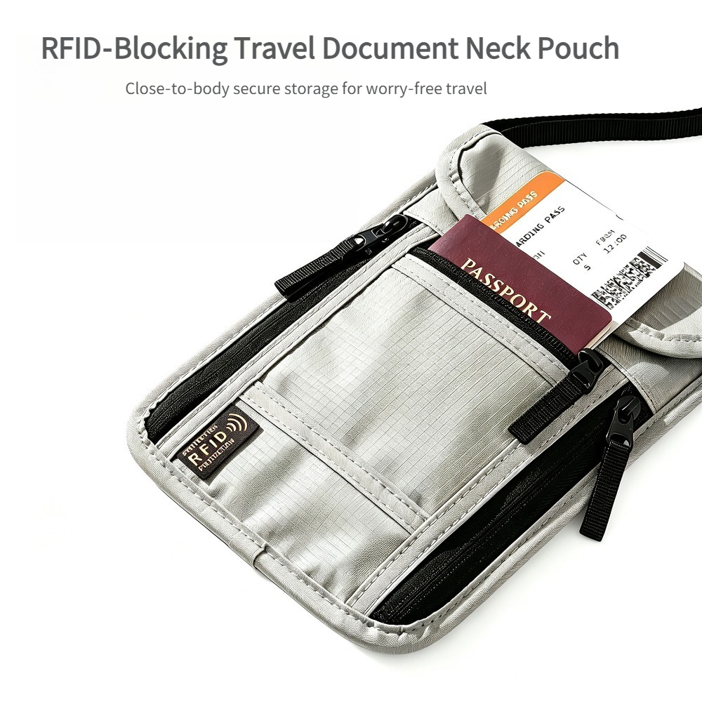 Travel Accessories Wallet - Reise-Nackenbörse, RFID-blockierender Reisepasshalter mit verstellbarem Nackenband