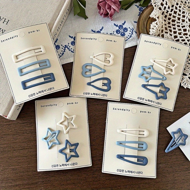 Travel Accessories Aesthetic - 15 Stück matte Haarspangen, niedliche grau-blaue