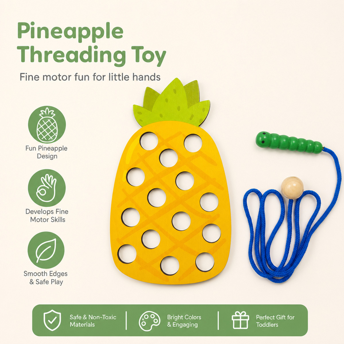 Holz-Schnürspielzeug Ananas, F – Travel Accessories Baby Bewertung und Preis